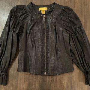 Catherine Maladrino Black 100% Lamb Leather Jacket